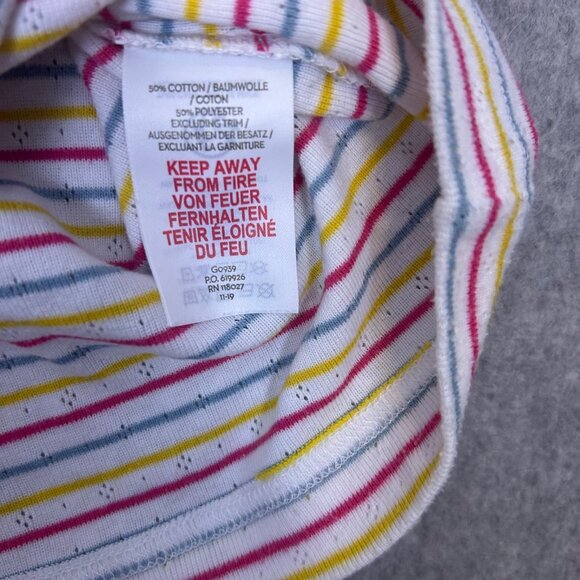 Mini Boden Shirt Girls 11/12 Pink Blue Stripe Pointelle Lace Trim Long Sleeve - Picture 8 of 10